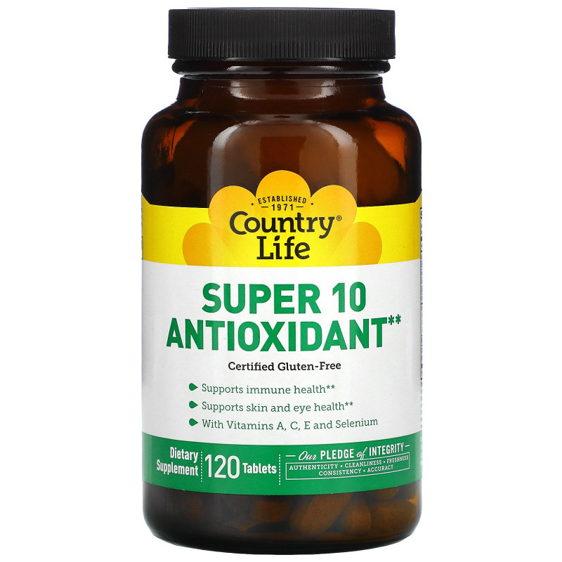 Country Life, Super 10 Antioxidant, антиоксидант, 120 таблеток