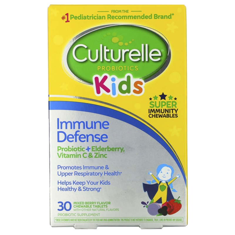 Culturelle, Kids, Probiotics, Immune Defense, Mixed Berry Flavor, 30 Chewable Tablets