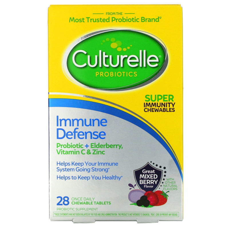 Culturelle, Probiotics, Immune Defense, Mixed Berry Flavor, 28 Chewable Tablets