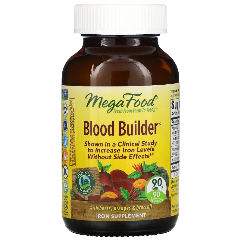 MegaFood, Blood Builder, Iron & Multivitamin Supplement, 90 Tablets