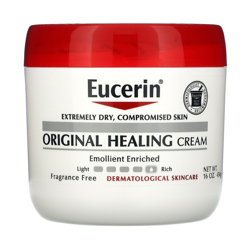 Eucerin, Оригинальное целебное средство, крем для очень сухой кожи, чувствительная кожа, без запаха, 454 г (16 унций)