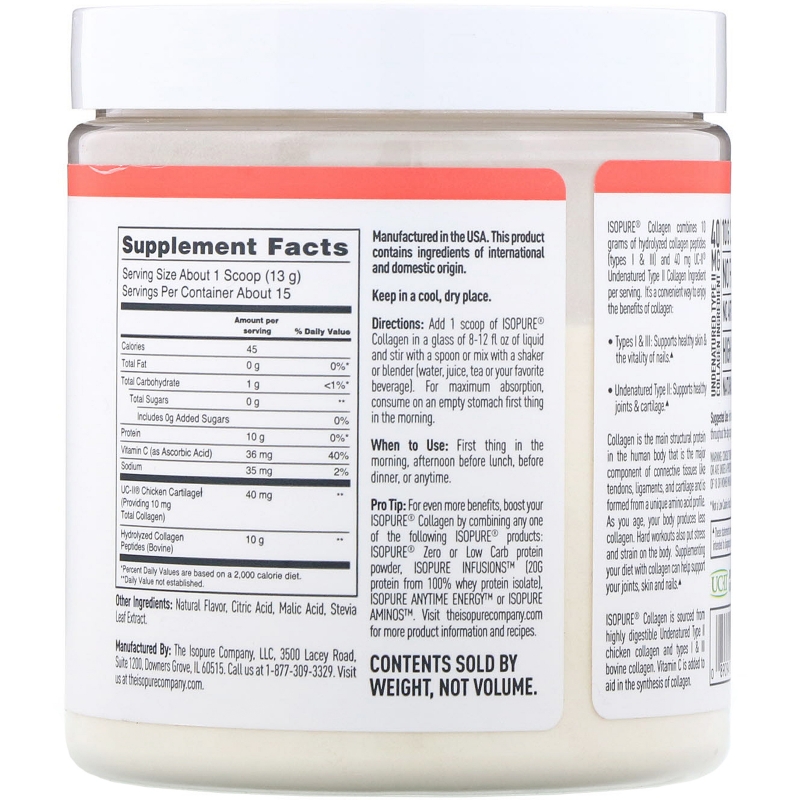 Nature's Best, IsoPure, Collagen, Raspberry Lemonade,  6.88 oz (195 g)