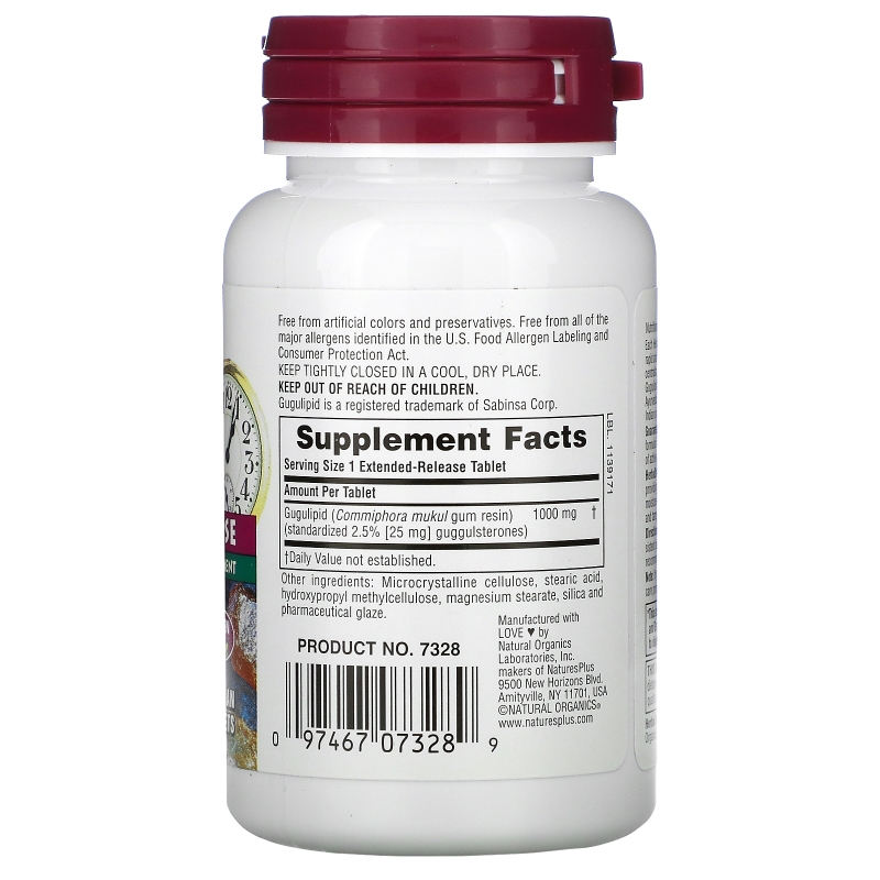 Nature's Plus, Herbal Actives, Gugulipid, Extended Release, 1,000 mg, 30 Vegetarian Tablets