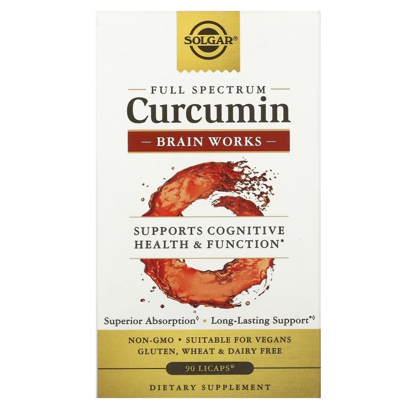 Solgar, Full Spectrum Curcumin, Brain Works, 90 Licaps