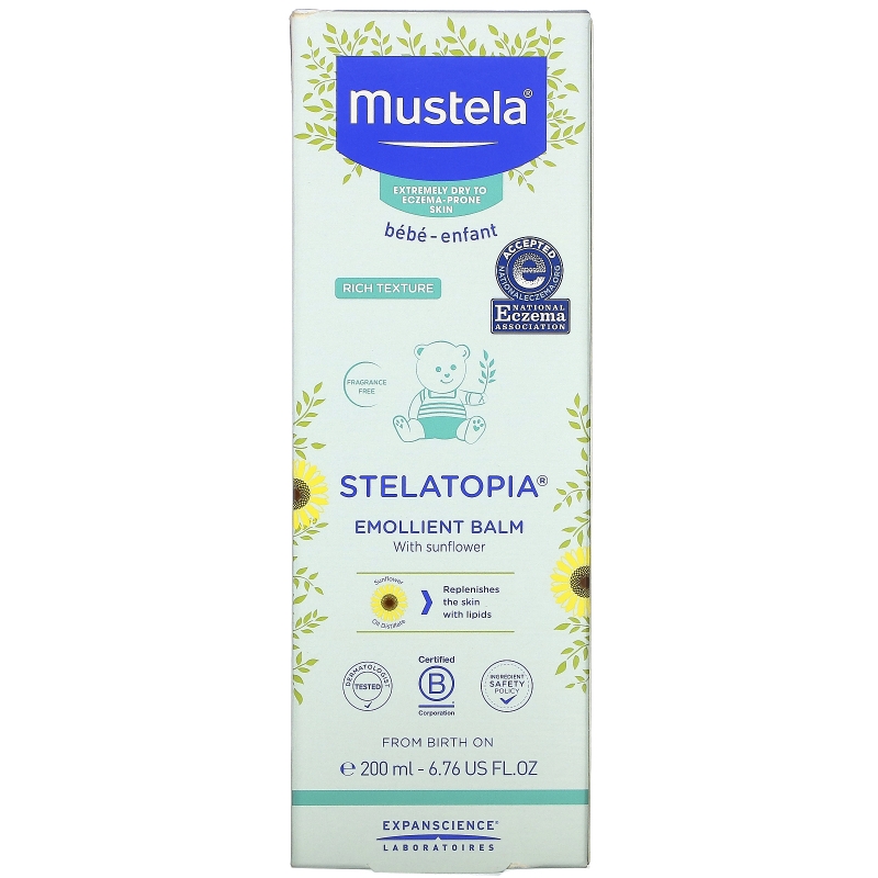 Mustela, Stelatopia, Emollient Balm with Sunflower, 6.76 fl oz (200 ml)