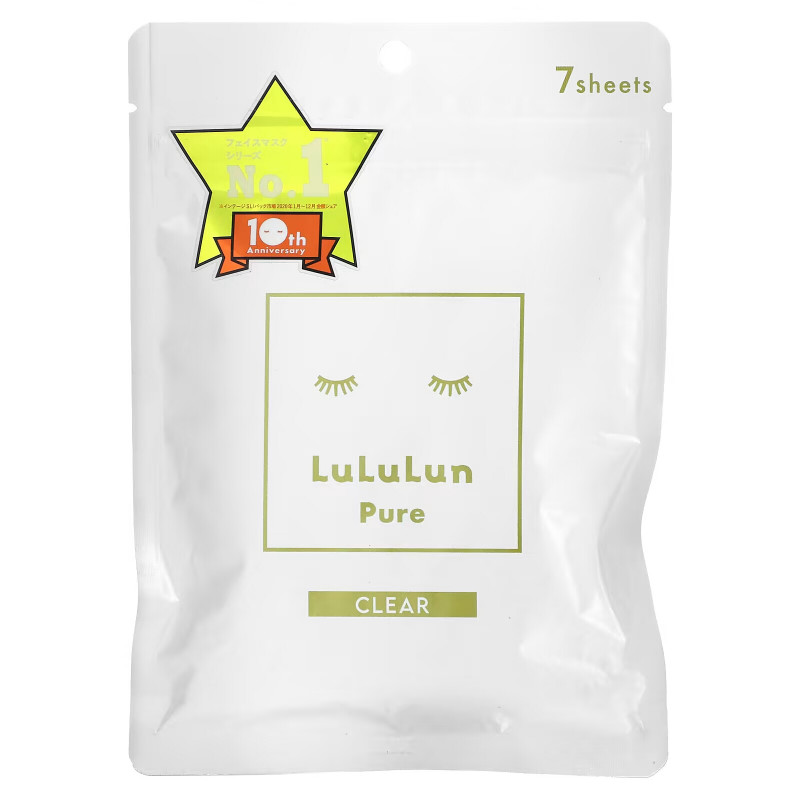 Lululun, Precious Clear, тканевая маска Pure Beauty, белая 4KS, 7 шт., 108 мл (3,65 жидк. Унции)