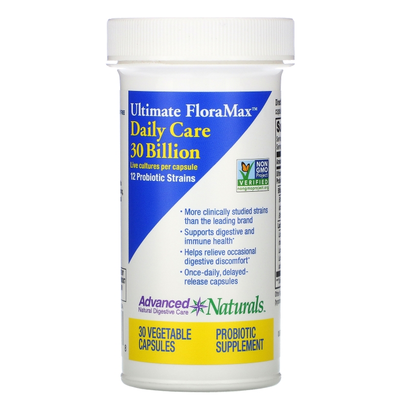 Advanced Naturals, Ultimate FloraMax, Daily Care, 30 Billion Live Cultures, 30 Vegetable Capsules