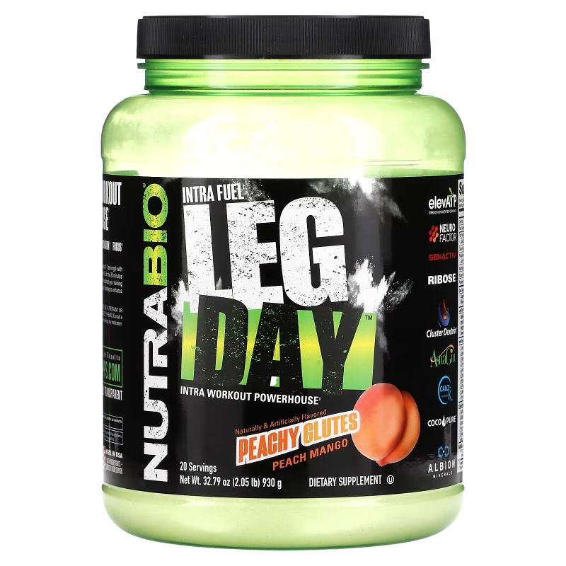 Nutrabio Labs, Intra Fuel, Leg Day, Intra Workout Powerhouse, Peachy Glutes Peach Mango, 2.05 lb (930 g)