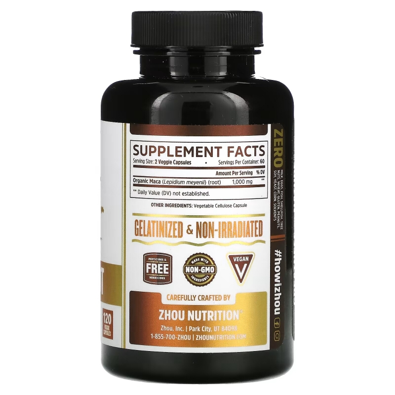 Zhou Nutrition, Organic Maca Root, 120 Vegetable Capsules