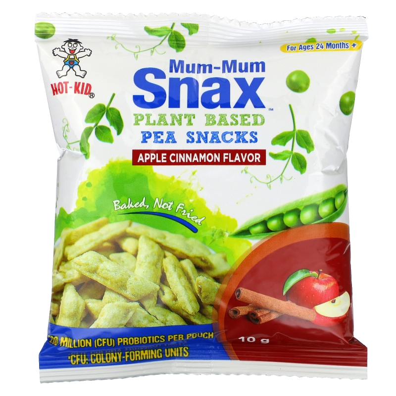 Hot Kid, Mum-Mum Snax, Baked Pea Snacks, For Ages 24 Months+, Apple Cinnamon,  5 Pouches, 1.76 oz (50 g)