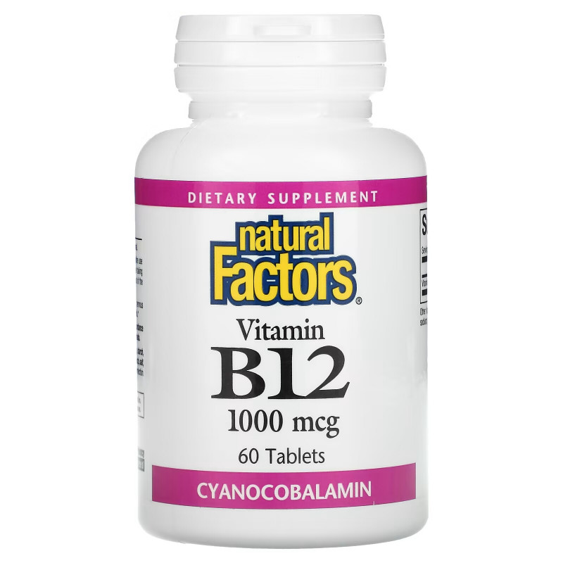 Natural Factors, Vitamin B12, 1,000 mcg, 60 Tablets