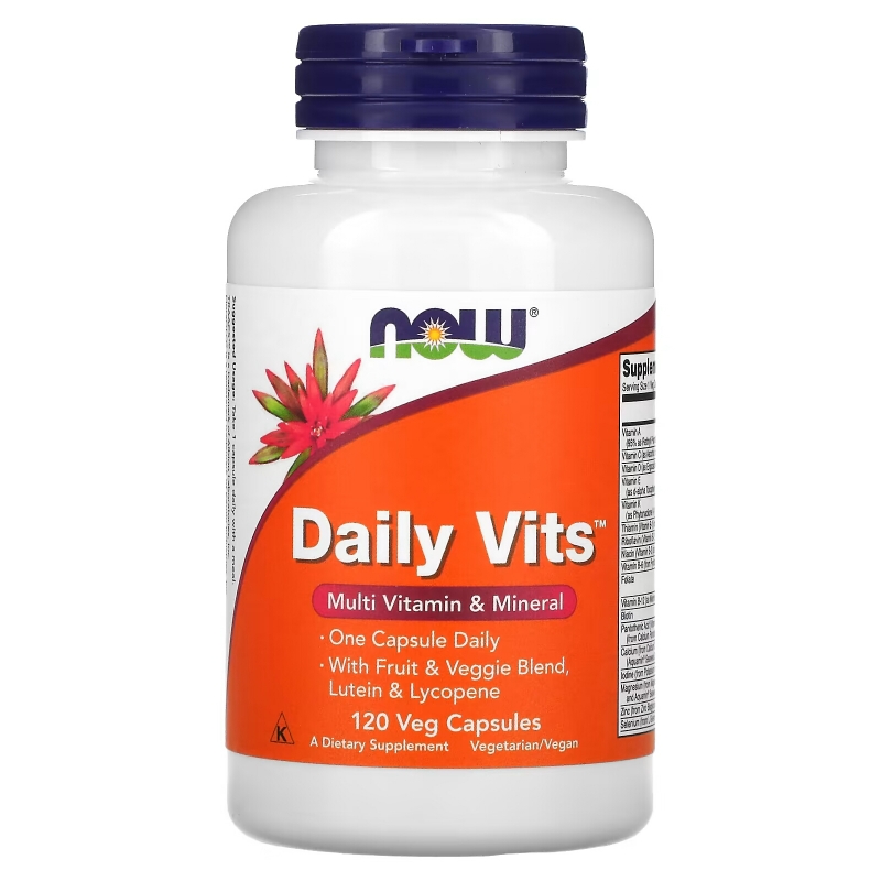 NOW Foods, Daily Vits, мультивитамины и микроэлементы, 120 вегетарианских капсул