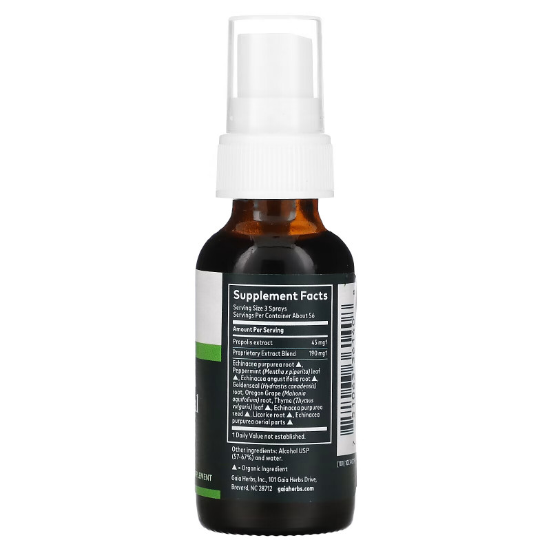 Gaia Herbs, Echinacea Goldenseal Propolis, Throat Spray, 1 fl oz (30 ml)