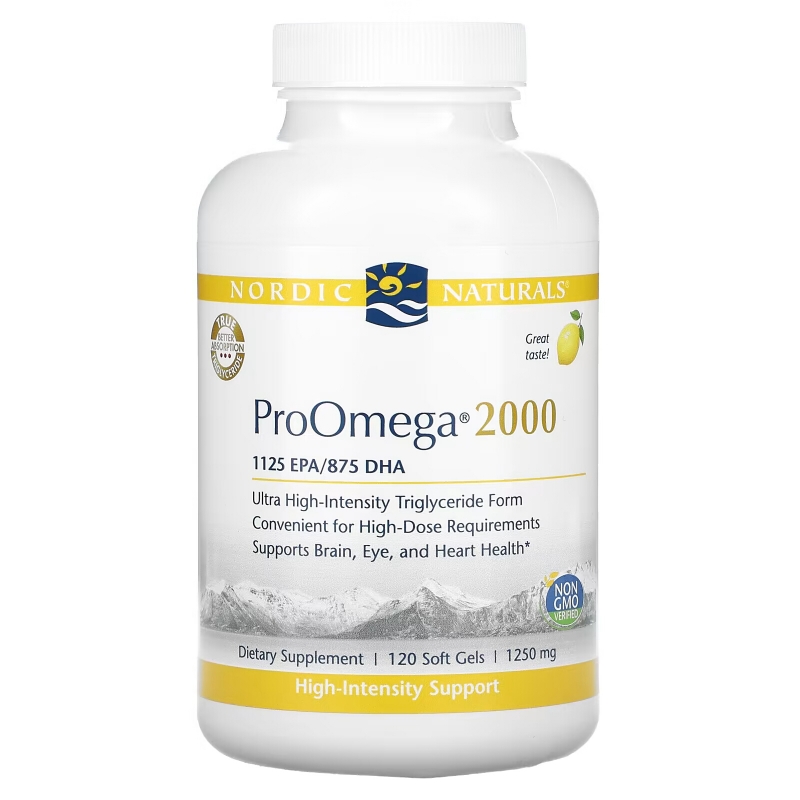 Nordic Naturals, ProOmega 2000, лимон, 1,250 мг, 120 мягких таблеток