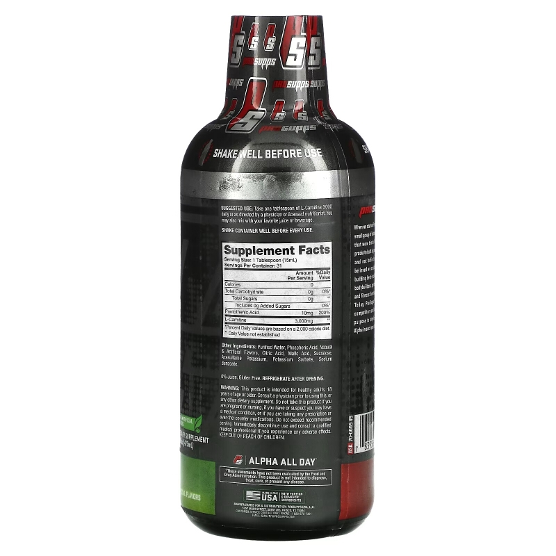 ProSupps, L-Carnitine 3000, Green Apple, 16 fl oz (473 ml)