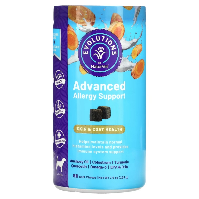 NaturVet, Evolutions, Advanced Allergy Support, For Dogs, 90 Soft Chews, 7.9 oz (225 g)