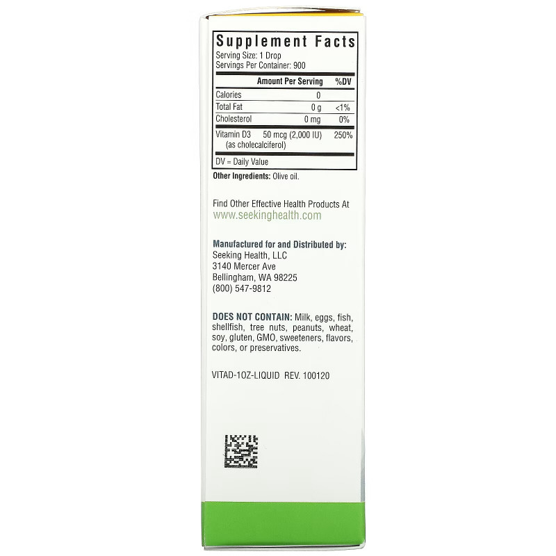 Seeking Health, Vitamin D Drops, 50 mcg (2,000 IU), 1 fl oz (30 ml)