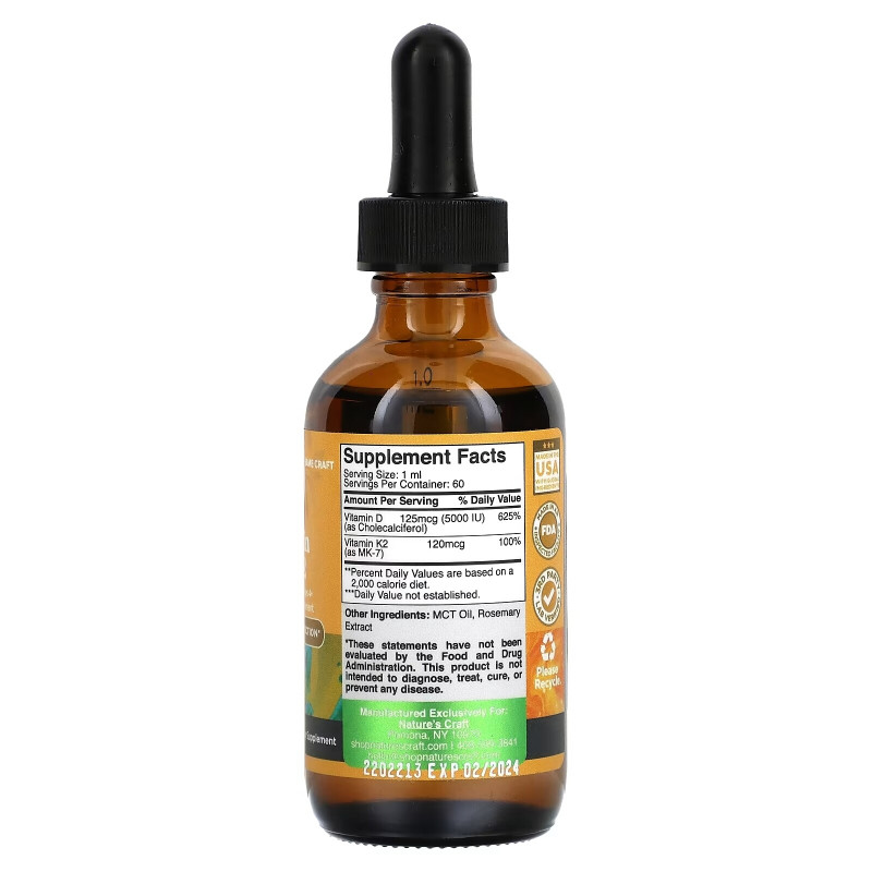 Natures Craft, Vitamin D + K2, 2 fl oz (60 ml)