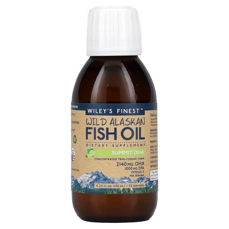 Wiley's Finest, Wild Alaskan Fish Oil, Summit DHA, Natural Lime Flavor, 4.23 fl oz (125 ml)