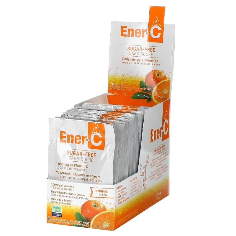 Ener-C, Vitamin C, Multivitamin Drink Mix, Sugar Free, Orange, 1,000 mg, 30 Packets, 0.2 oz (5.35 g) Each