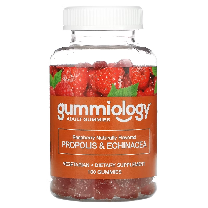 Gummiology, Adult Propolis & Echinacea Gummies, Natural Raspberry Flavor, 100 Vegetarian Gummies