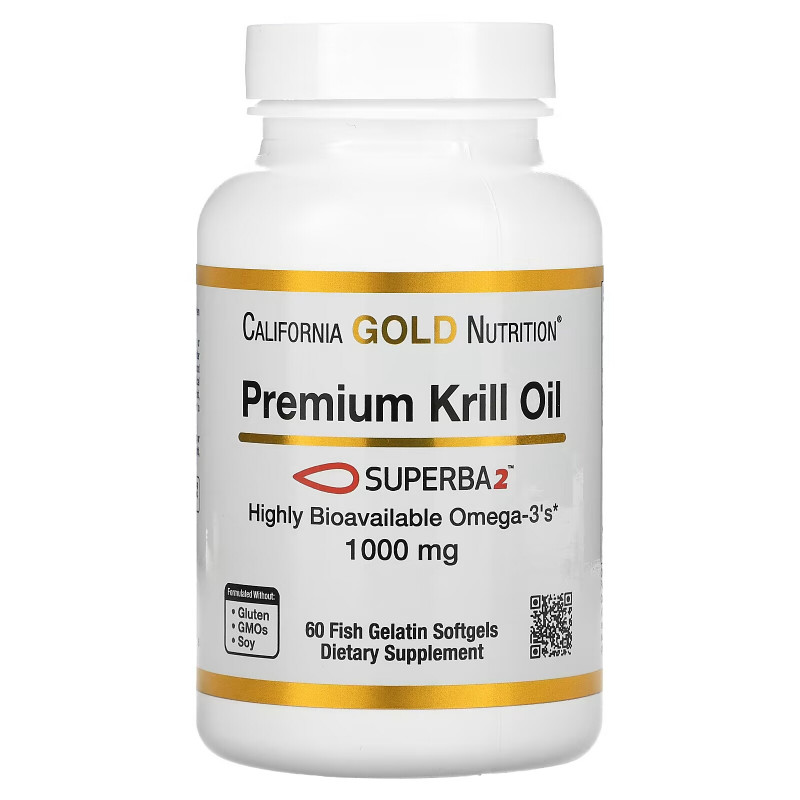 California Gold Nutrition, Масло криля премиум-класса с Superba2, 1000 мг, 60 мягких таблеток