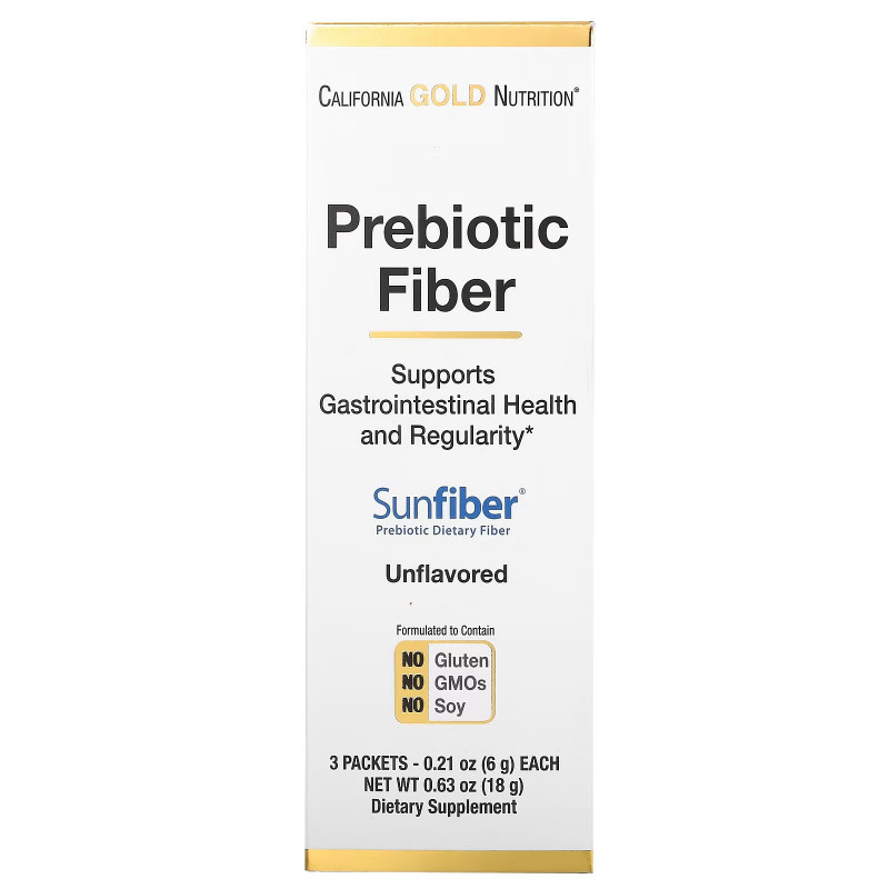 California Gold Nutrition, Prebiotic Fiber, 3 Packets, 0.21 oz (6 g) Each